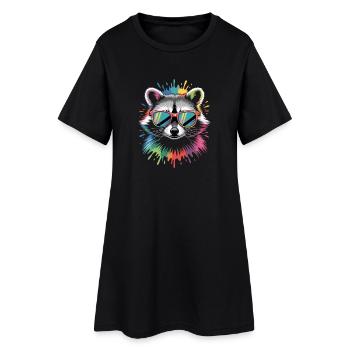 Raccoon Color Explosion - Women’s T-Shirt Dress - black - Front