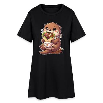 Kawaii Döner Otter - Robe T-shirt Femme - noir - Devant