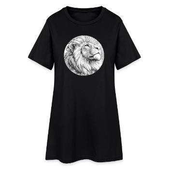 Löwe Zeichnung - Frauen T-Shirt-Kleid - Schwarz - Vorne