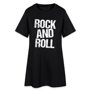 Rock'n'Roll Bold Typografie - Frauen T-Shirt-Kleid - Schwarz - Vorne