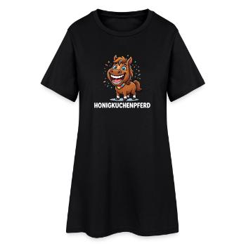 Honigkuchenpferd Lustiges Süßes Pferd Motiv - Frauen T-Shirt-Kleid - Schwarz - Vorne