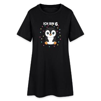 Ich bin 6 - Süßes Pinguin zum 6. Geburtstag - Frauen T-Shirt-Kleid - Schwarz - Vorne