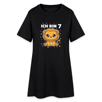 Ich bin 7 - Süßes Löwe zum 7. Geburtstag - Frauen T-Shirt-Kleid - Schwarz - Vorne