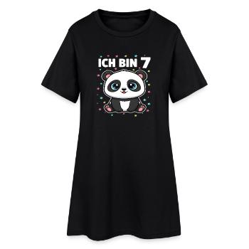 Ich bin 7 - Süßes Panda zum 7. Geburtstag - Frauen T-Shirt-Kleid - Schwarz - Vorne