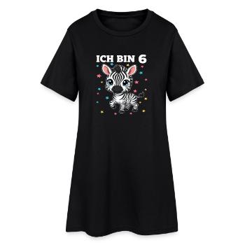 Ich bin 6 - Süßes Zebra zum 6. Geburtstag - Frauen T-Shirt-Kleid - Schwarz - Vorne