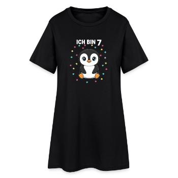 Ich bin 7 - Süßes Pinguin zum 7. Geburtstag - Frauen T-Shirt-Kleid - Schwarz - Vorne
