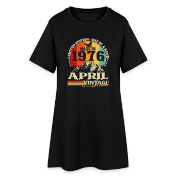 Vintage avril 1976 Vintage Rétro Anniversaire - Robe T-shirt Femme - noir - Devant