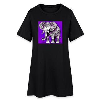 éléphant - Robe T-shirt Femme - noir - Devant