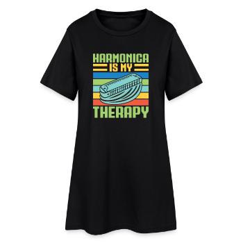 Funny Harmonica Player Is My Therapy Harmonica - Frauen T-Shirt-Kleid - Schwarz - Vorne