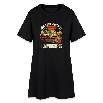 Coucher de soleil tropical du colibri - Robe T-shirt Femme - noir - Devant