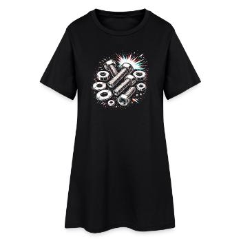 Boulons Écrous Conception mécanique des outils - Robe T-shirt Femme - noir - Devant