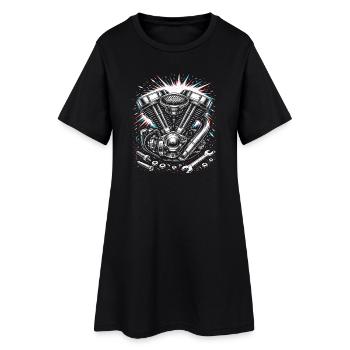 Motorcycle Engine Screwdriver Tuning Design - Women’s T-Shirt Dress - black - Front