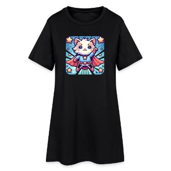 Chaton super-héros câlin - Robe T-shirt Femme - noir - Devant