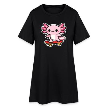 axolotl Skateboard - Frauen T-Shirt-Kleid - Schwarz - Vorne