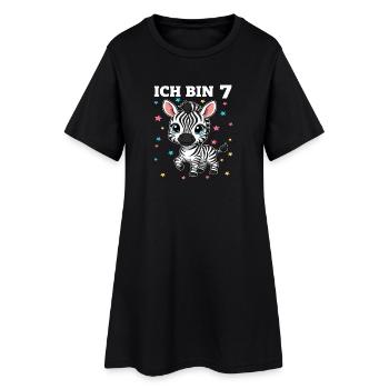 Ich bin 7 - Süßes Zebra zum 7. Geburtstag - Frauen T-Shirt-Kleid - Schwarz - Vorne