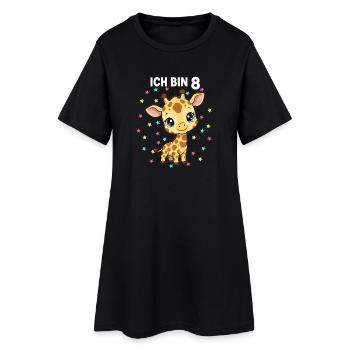 Ich bin 8 - Süßes Giraffe zum 8. Geburtstag - Frauen T-Shirt-Kleid - Schwarz - Vorne