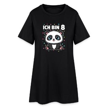 Ich bin 8 - Süßes Panda zum 8. Geburtstag - Frauen T-Shirt-Kleid - Schwarz - Vorne
