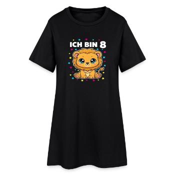 Ich bin 8 - Süßes Löwe zum 8. Geburtstag - Frauen T-Shirt-Kleid - Schwarz - Vorne