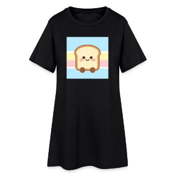 Cute Sandwich Cartoon Shirt – Pastel Streetwear - Women’s T-Shirt Dress - black - Front