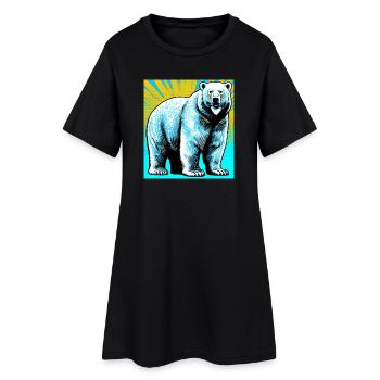 ours blanc - Robe T-shirt Femme - noir - Devant