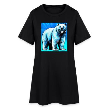 ours blanc - Robe T-shirt Femme - noir - Devant
