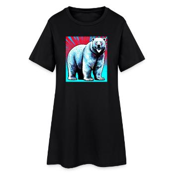 ours blanc - Robe T-shirt Femme - noir - Devant