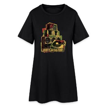 Roots Reggae Dub Soundsystem - Frauen T-Shirt-Kleid - Schwarz - Vorne