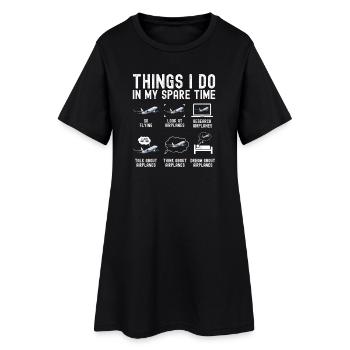 Pilote de vol d’avion Airplane Airline - Robe T-shirt Femme - noir - Devant