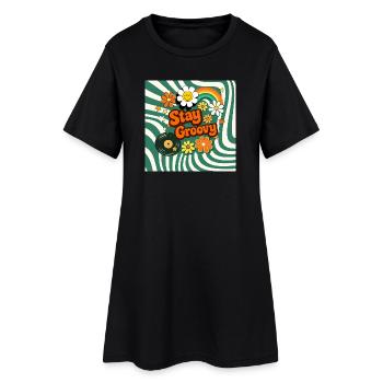 Style fleural rétro - Robe T-shirt Femme - noir - Devant