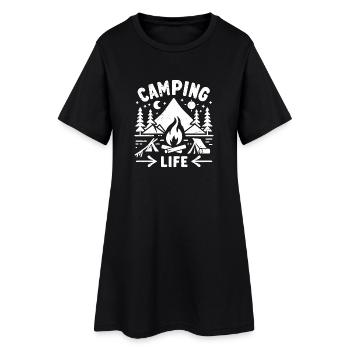 La vie en camping - Robe T-shirt Femme - noir - Devant
