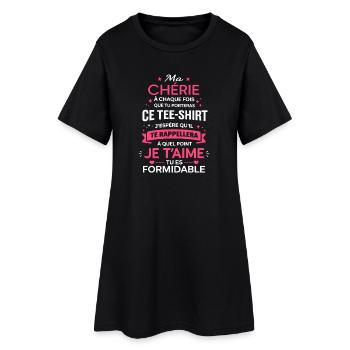 Chérie ce tee-shirt rappelle mon amour - Robe T-shirt Femme - noir - Devant