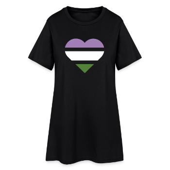 Pride Flag Heart · Genderqueer - Frauen T-Shirt-Kleid - Schwarz - Vorne