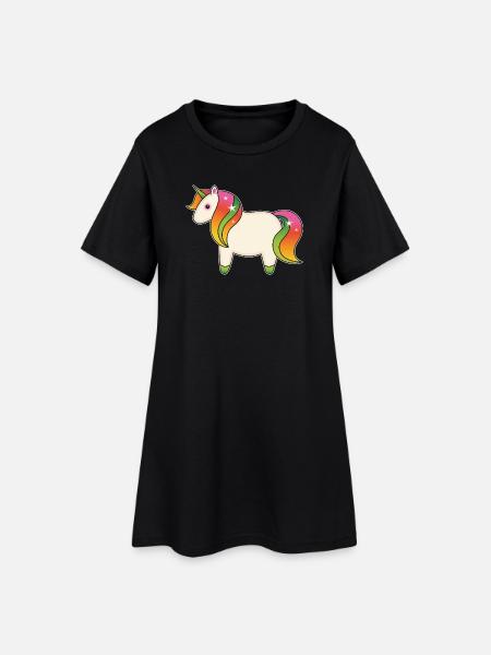 Licorne arc-en-ciel - Robe T-shirt Femme - noir