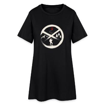 Geocaching Hiker Nature Map Pin Art - Frauen T-Shirt-Kleid - Schwarz - Vorne