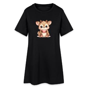 Petite baleine tournée avec le cœur - Robe T-shirt Femme - noir - Devant
