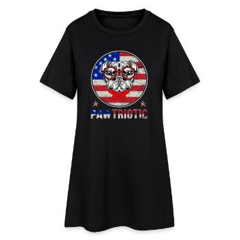 Pug Patriote aux Lunettes Rouges - Robe T-shirt Femme - noir - Devant