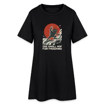 One Small Hop For Frogkind Space Frog Astronaut - Frauen T-Shirt-Kleid - Schwarz - Vorne
