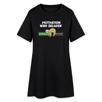 Motivation wird geladen Faultier Faultiermotiv - Frauen T-Shirt-Kleid - Schwarz - Vorne