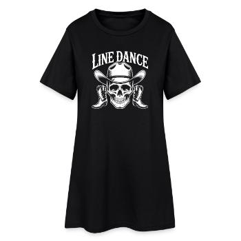 Line Dance Schädel mit Cowboyhut - Frauen T-Shirt-Kleid - Schwarz - Vorne