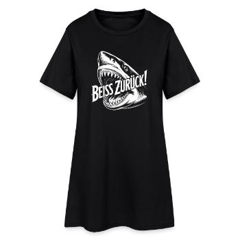 Beiss Zurück Hai Grafik - Frauen T-Shirt-Kleid - Schwarz - Vorne