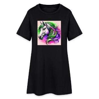 cheval - Robe T-shirt Femme - noir - Devant
