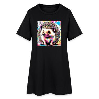 Igel - Frauen T-Shirt-Kleid - Schwarz - Vorne