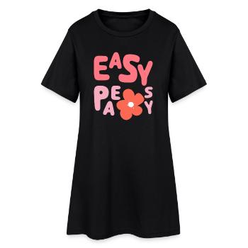 T-shirt facile – Esthétique fleur mignonne - Robe T-shirt Femme - noir - Devant