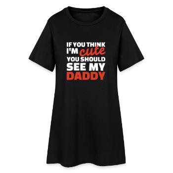 Papa Cute Bold Typography Tee - Robe T-shirt Femme - noir - Devant