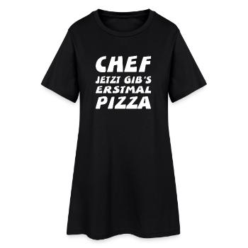 Pizza - Frauen T-Shirt-Kleid - Schwarz - Vorne