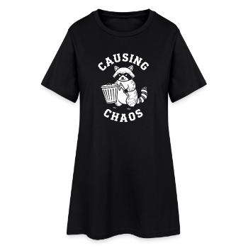 Chaos Raccoon Motif - Women’s T-Shirt Dress - black - Front