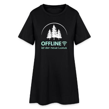 Offline ist der neue Luxus - Minimalistisches Intr - Frauen T-Shirt-Kleid - Schwarz - Vorne