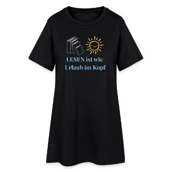 Lesen ist wie Urlaub im Kopf - Minimalistisches Le - Frauen T-Shirt-Kleid - Schwarz - Vorne