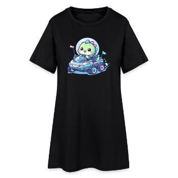 Kawaii Dino dans le Space Rover - Robe T-shirt Femme - noir - Devant