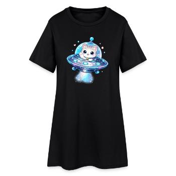 Kawaii Cats UFO Space Friend - Robe T-shirt Femme - noir - Devant